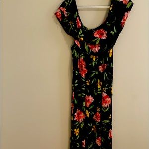 Urbanology Dark Blue Floral Off Shoulder Dress